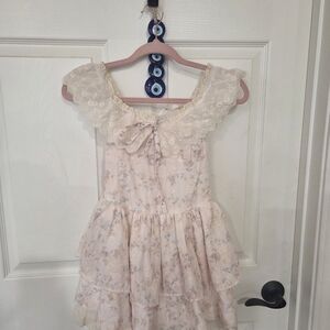 Source Unknown Pink Floral Kids Formal Dress